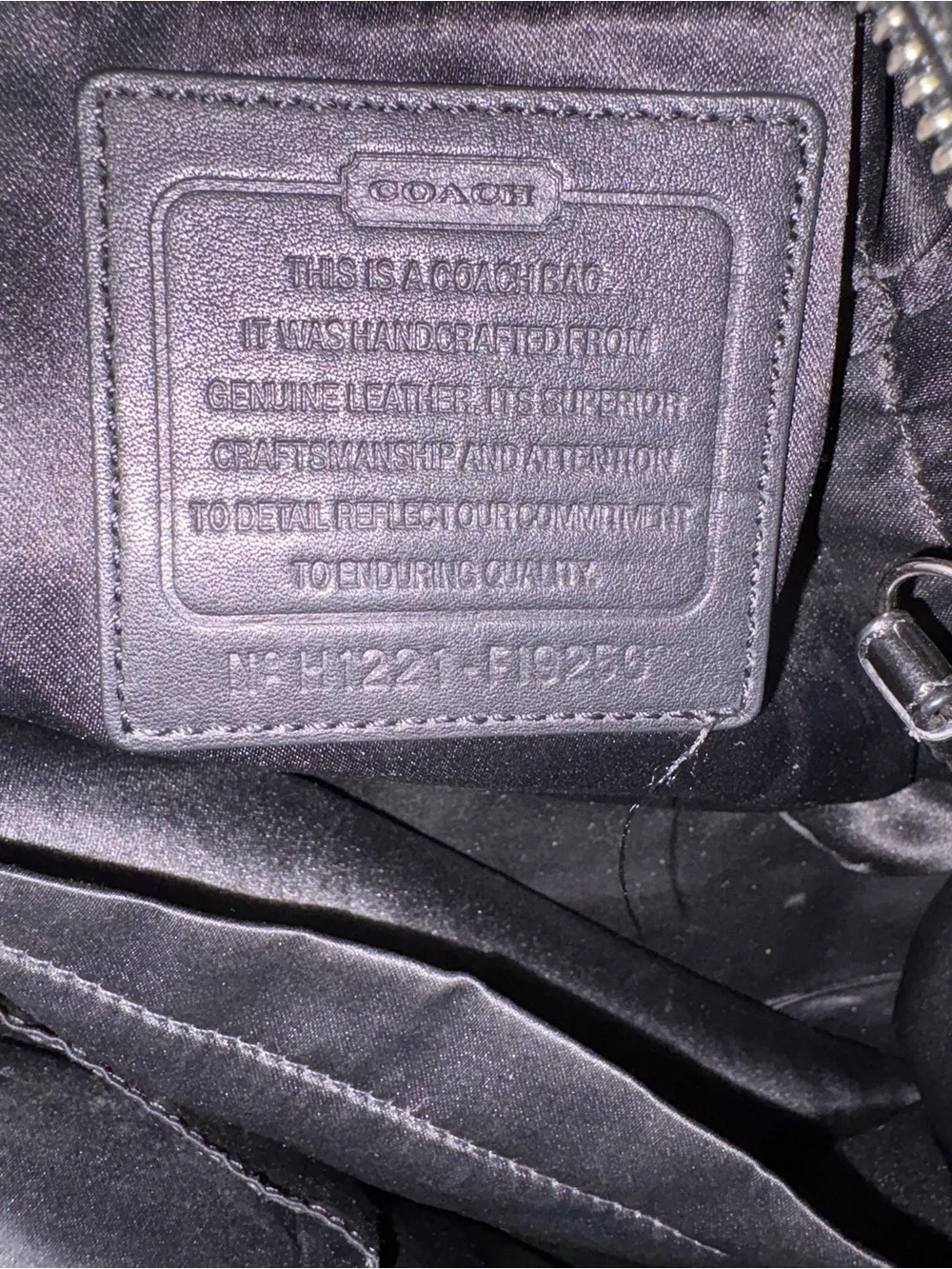 Coach Black Signature Leather Tote with Logo Medallion